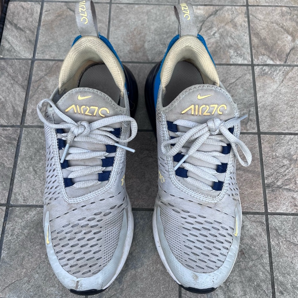 Nike Kids Air Zoom Sneakers - Gray, Blue, and Yellow